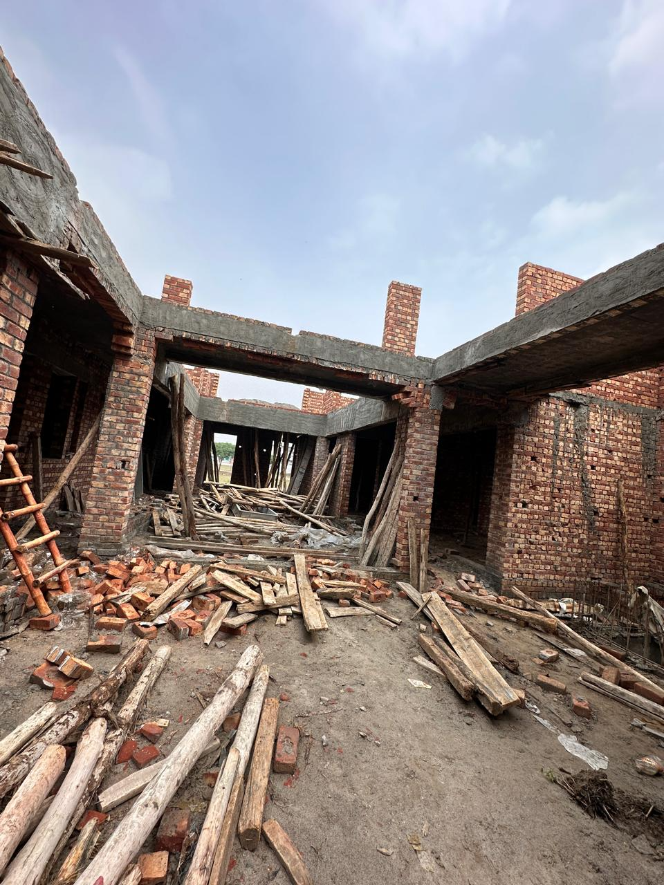 Brick structural frame, interior view of a renovation in progress