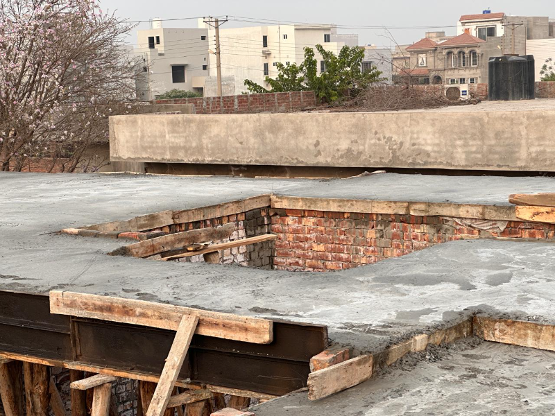 Slab and brickwork detail on site